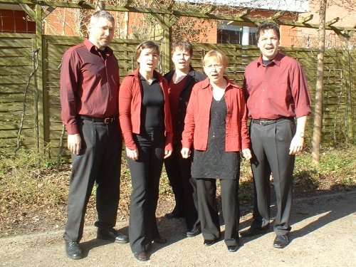 Das Quintett Combo Vocale vor dem Konzert am 20.4.2008