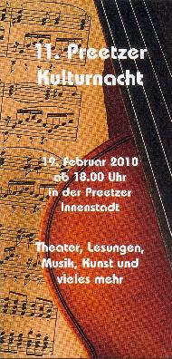 Offizieller Flyer zur 11. Preetzer Kulturnacht im Jahre 2010