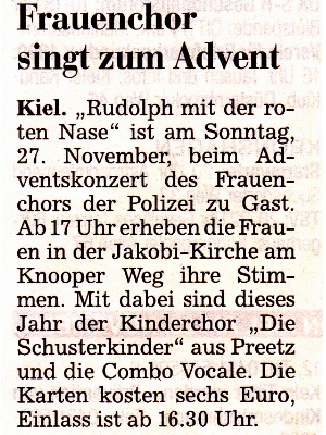 Kieler Nachrichten vom 23.11.2011