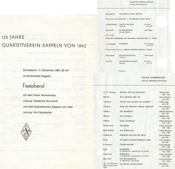 1967 - Jubiläum des Quartettvereins Kappeln