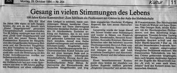 1984 - Pressebericht aus den Kieler Nachrichten