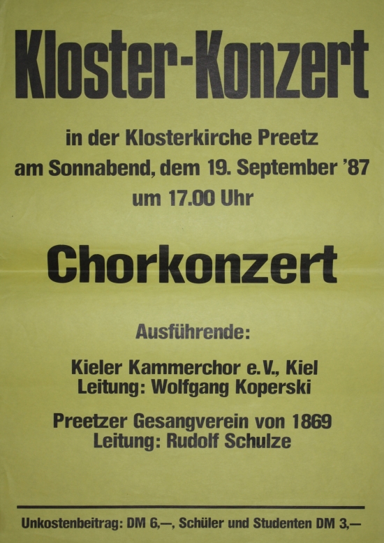1987 - Konzert mit dem Preetzer Gesangverein