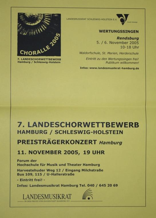 2005 - Teilnahme am Wettbewerb Choralle des Deutschen Musikrates in Rendsburg